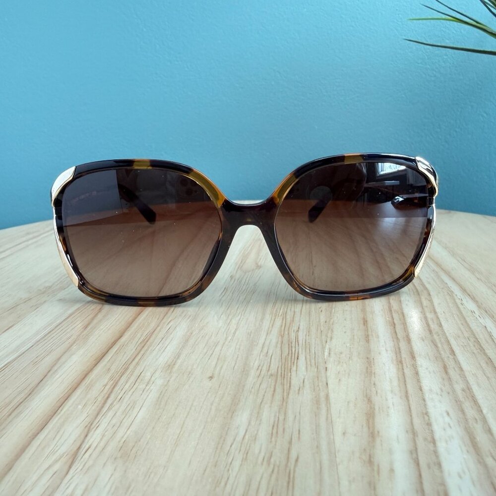 Coach Tortoise Sunglasses HC8280U L1116 XL Gold Cut Out Rims With Case & Papers - Picture 7 of 16